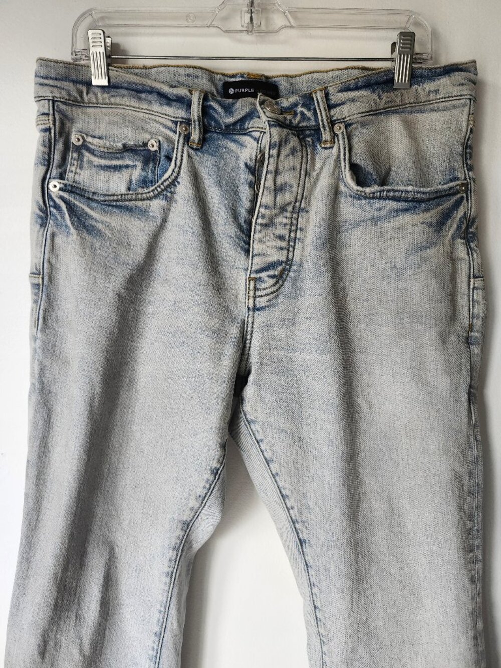 Purple Brand Sz 32 Light Wash Baby Blue Light Indigo Lux Denim Button Fly Jeans